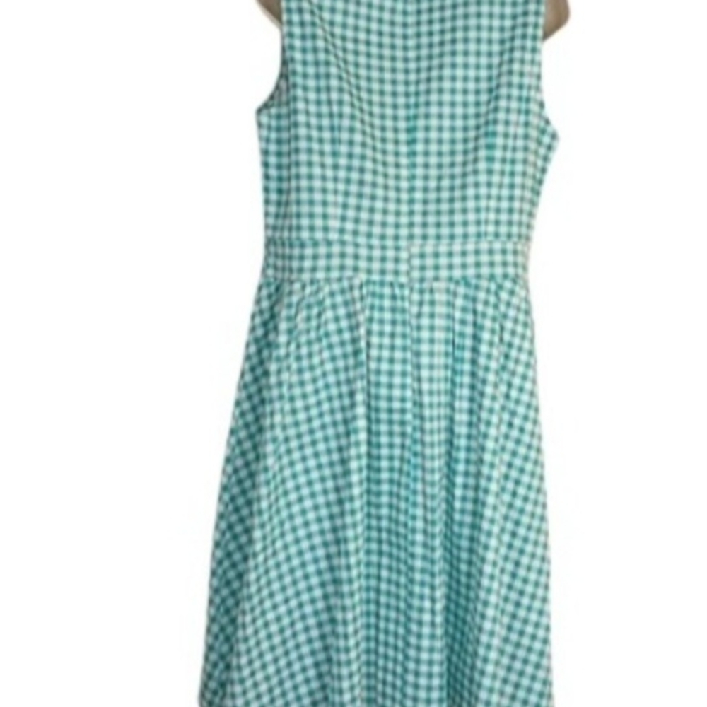 Teal & White Gingham Sleeveless Dress - Picture 3 of 4